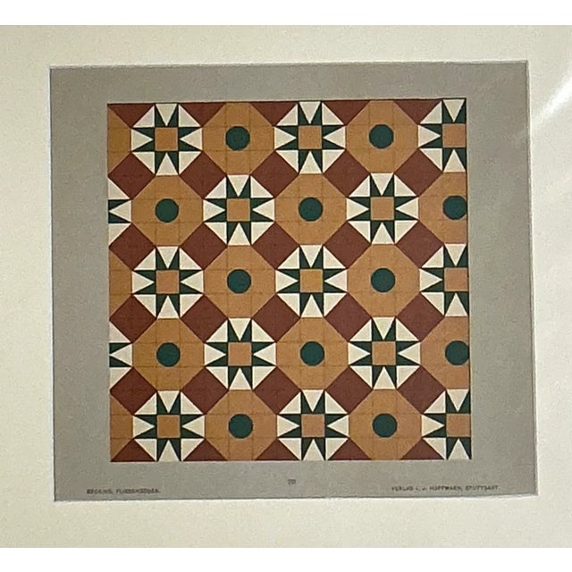 Mid 20th Century Vintage Geometric Tile Pattern Serigraph For Sale - Image 5 of 12