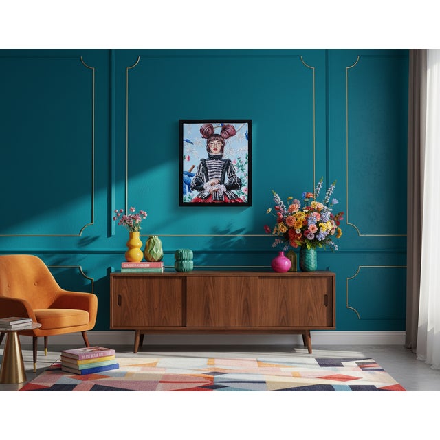 Figurative Four Blue Birds Painting by Carlos Gamez De Francisco For Sale - Image 3 of 3