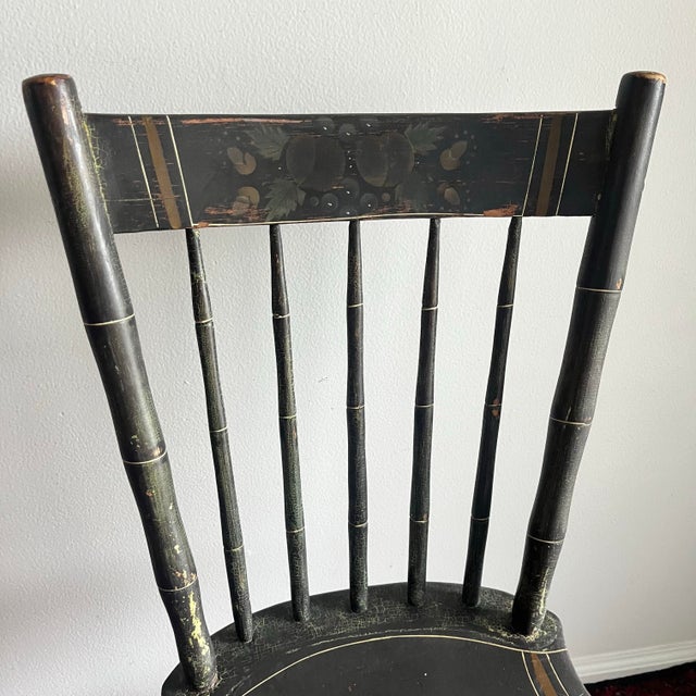 Victorian Antique Painted Windsor Side Chair With Faux Bamboo Spindles For Sale - Image 3 of 12