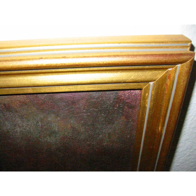 Burnt Umber 1980s Chinese Child Prayer Inspired Framed Portrait Oil on Canvas For Sale - Image 8 of 18
