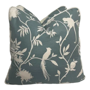 Vern Yip Screenprinted for Trend Floral Bird in Haze Pillows - Pair