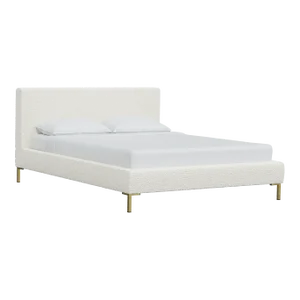 Norah Platform Bed in Natural Faux Sheepskin, Full/Double