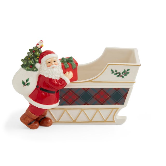 2020s Spode Christmas Tree Santa Sleigh Candy Jar For Sale - Image 5 of 5