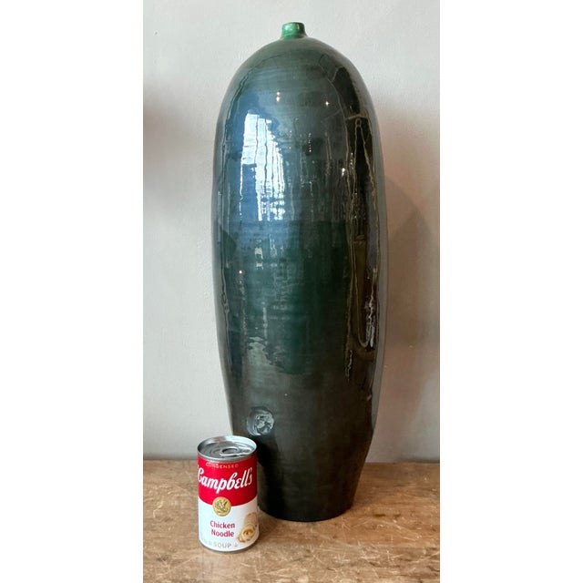 Ceramic Vintage Boho Monumental Glazed Ceramic Vase For Sale - Image 7 of 9