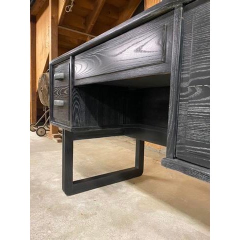 Mid-Century Executive Desk With Black Cerused Finish and Sculptural Legs For Sale - Image 10 of 12