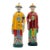 Vintage Mid Century Handpainted Chinese Pair Asian Porcelain Qing Dynasty Figures For Sale
