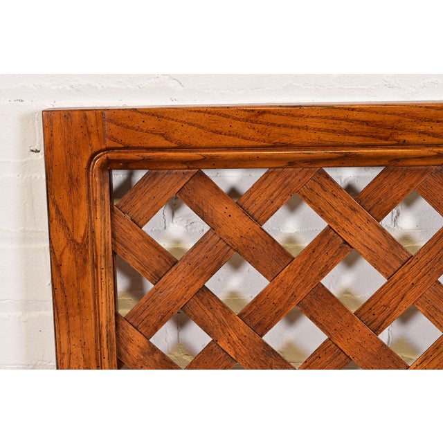 1970s Henredon Mid-Century Modern Carved Oak Woven Front Twin Headboard, Circa 1970s For Sale - Image 5 of 9