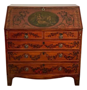 Georgian Fancy Painted Slant Front Desk, England Circa Early 19th Century