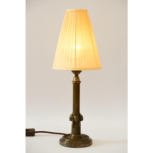 Art Deco Table Lamp with Capricorn Head & Fabric Shade, Vienna, 1920s For Sale - Image 10 of 17