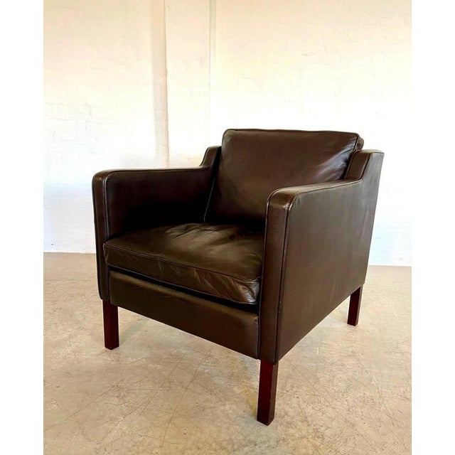 Set of Vintage Danish Brown Leather Lounge Chair and Ottoman from Stouby, 1970s For Sale - Image 11 of 18