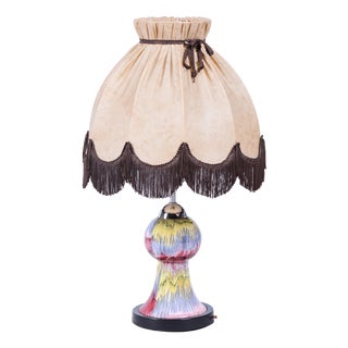 Mid-Century Table Lamp in Chrome, Steel, Ceramic and Textile, Czech, 1960s For Sale