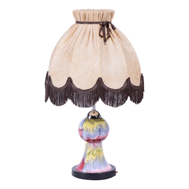 Mid-Century Table Lamp in Chrome, Steel, Ceramic and Textile, Czech, 1960s For Sale