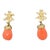 Vintage 1960s Signed Trifari Asian Style Faux-Coral Drop Clip Earrings- 2 Pieces For Sale