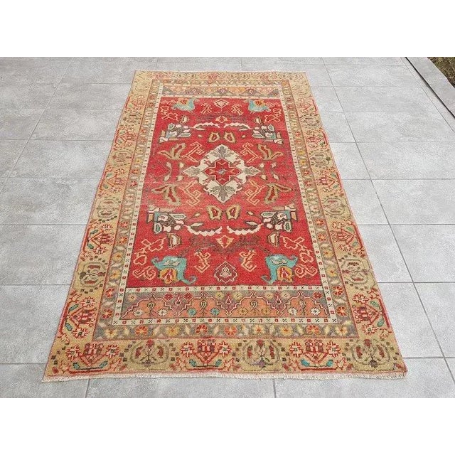 1960s Turkish Red Decorative Wool Rug For Sale - Image 11 of 11