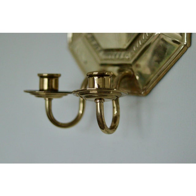 Swedish Octagonal Brass Double Arm Sconces, Set of 2 For Sale - Image 5 of 18