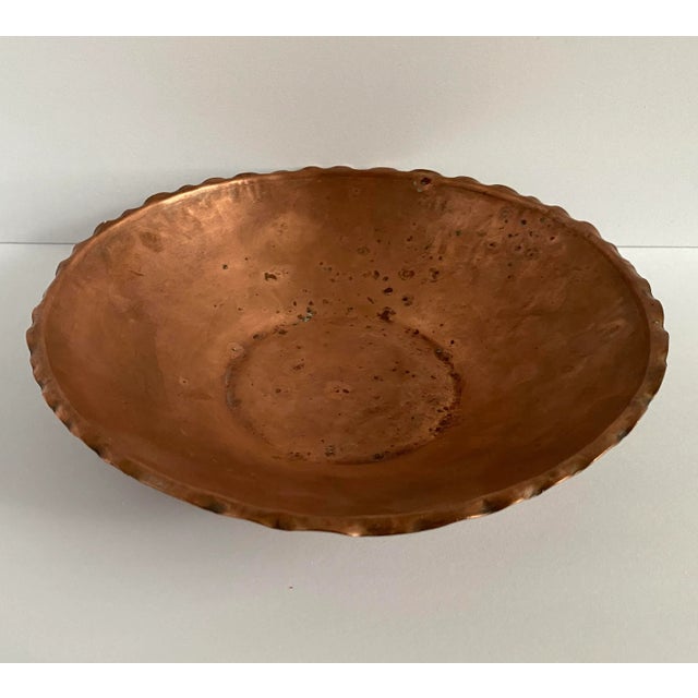 1950s 1950s Sanford Ring Arts & Crafts Hammered Copper Bowl For Sale - Image 5 of 9