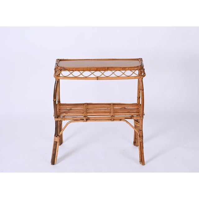Mid-Ccentury Bamboo and Rattan Cocktail Console Table attributed to Franco Albini, 1960s For Sale - Image 6 of 18
