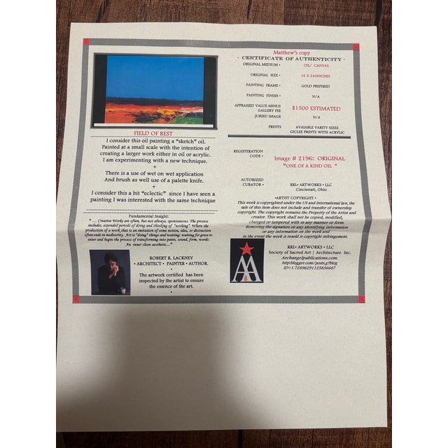 “Field of Rest” Vibrant Textured Abstract Landscape Oil Painting on Canvas by Robert Lackney For Sale - Image 9 of 9