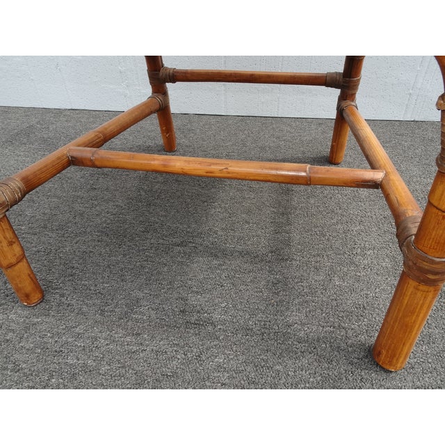 Pair Vintage Baker Furniture Side Chairs ~ Chinoiserie Bamboo Cane Brown Chairs For Sale - Image 12 of 15