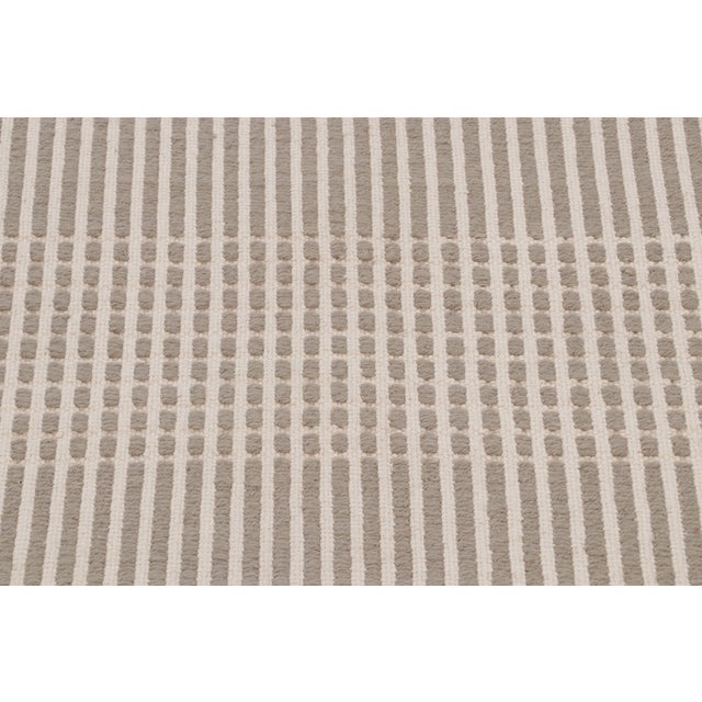 2010s Modern Flat Weave Beige Brown Geometric Striped Pattern For Sale - Image 5 of 11