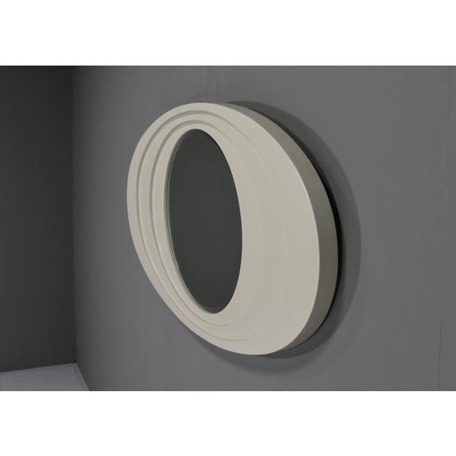 Mid-Century Space Age Carved Wood Mirror, Italy, 1970s For Sale - Image 9 of 14