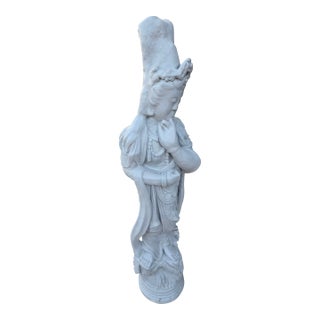 Mid-20th Century Vintage Cast Stone Guanyin Garden Statue For Sale
