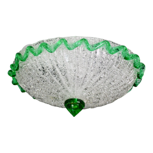 Charming Italian Green Murano Glass Ceiling Fixture, Murano, 1970