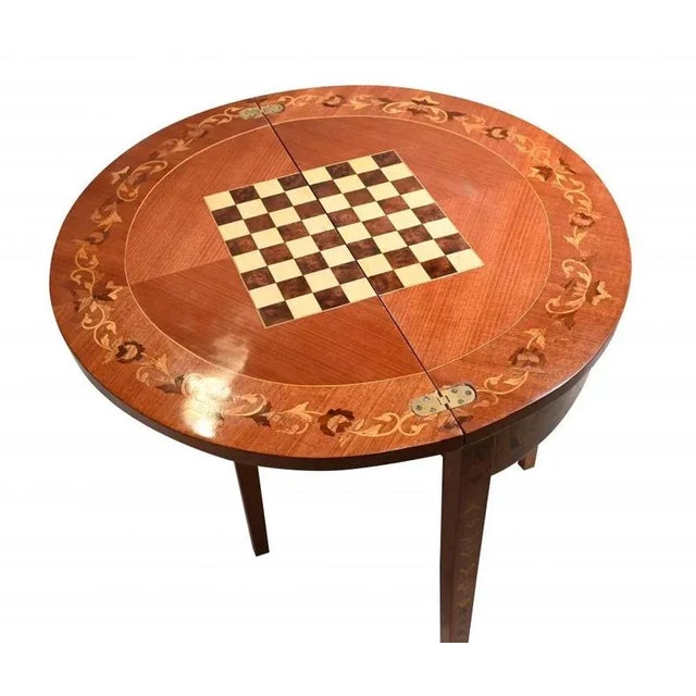 French Games Table with Marquetry Inlay For Sale - Image 6 of 7