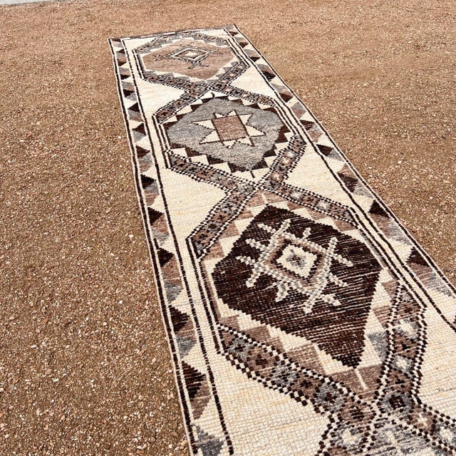 1940s Vintage Kurdish Wool Organic Wool Tribal Herki Runner For Sale - Image 4 of 4