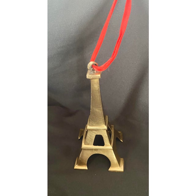 Brass Vintage Solid Brass Eiffel Tower Christmas Ornament For Sale - Image 8 of 8