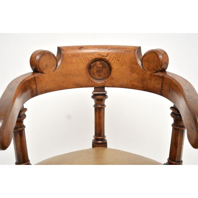 Wood Antique Victorian Gothic Revival Oak Desk Chair, 1870s For Sale - Image 7 of 11