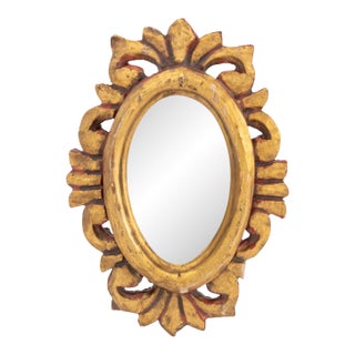 Baroque Style Giltwood Framed Small Mirror For Sale