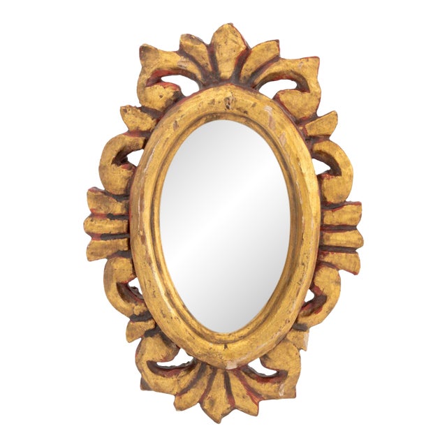 Baroque Style Giltwood Framed Small Mirror For Sale