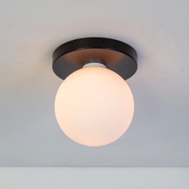 Black Globe Flush Mount Black, 5 Inch Glass Globe, by Research.Lighting, Modern, Minimal For Sale - Image 8 of 9