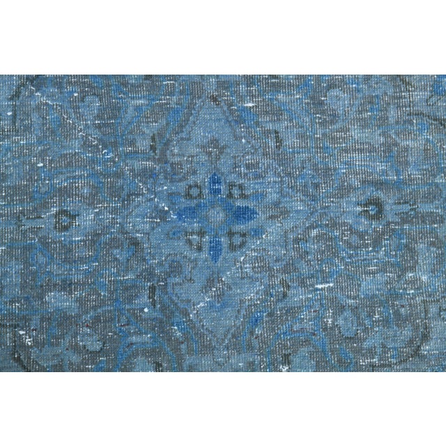1960s 1960s Vintage Persian Handmade Wool Cotton Blue Area Rug For Sale - Image 5 of 11