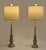 Mid Century Modern Silver Florentine Italian Painted Candlestick Lamps With Linen Shades - a Pair For Sale In Miami - Image 6 of 15