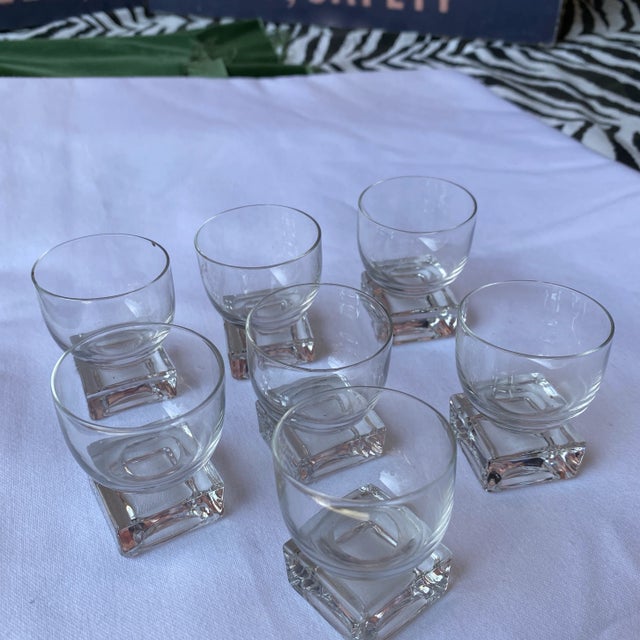 Glass 1970s Collection of Vintage Ice Cube Shot Glasses- Set of 7 For Sale - Image 7 of 8