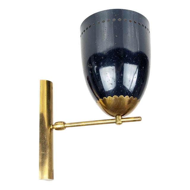 Italian Adjustable Sconce in Black Aluminum and Brass, 1950s For Sale