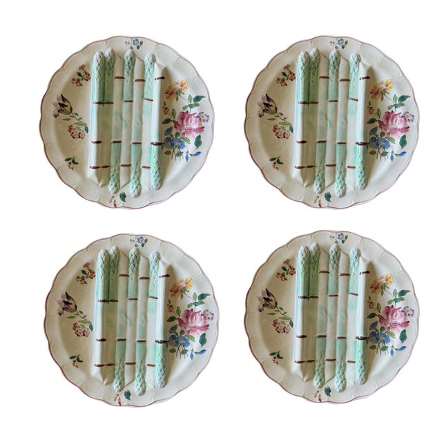 Antique French Longchamp Majolica Asparagus Plate C. 1900s - Sold Individually For Sale - Image 9 of 9