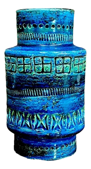 Rimini Blu Glazed Ceramic Vase by Aldo Londi for Bitossi, Italy, 1950s