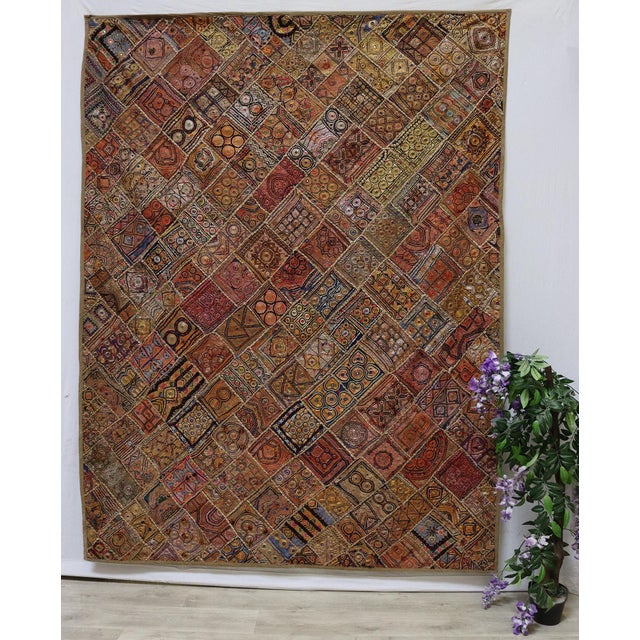 Vintage Embroidered Wall Hung Patchwork Tapestry, 1950s For Sale - Image 4 of 18