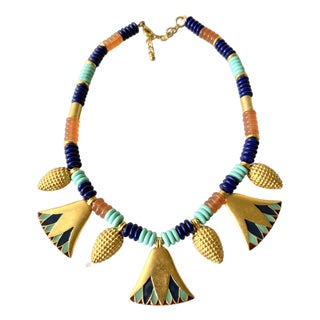 Mma Gold Tone and Glass Art Museum Collection Necklace For Sale