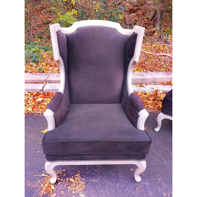 2010s Pair of Bernhardt Talbot Wing Chairs For Sale - Image 5 of 6