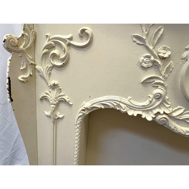 Architectural Salvage Antique French Fireplace Mantel With Cherub and Foliate Details For Sale - Image 9 of 18
