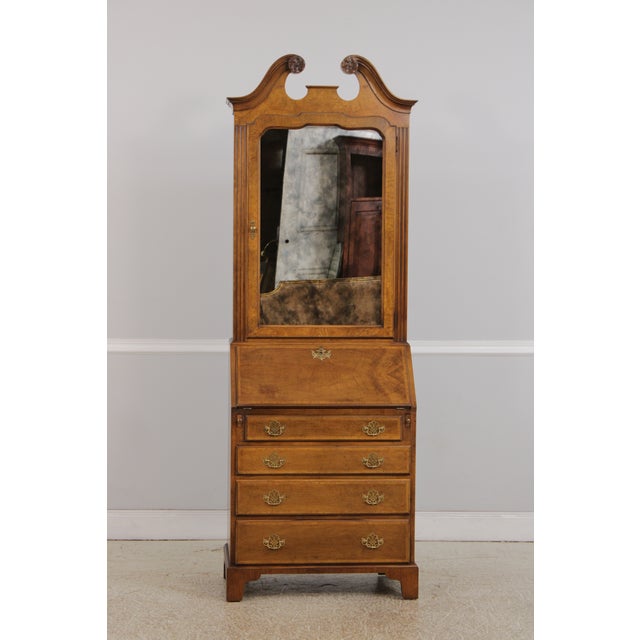 Age: Approx. 30 Years Old Details: English Style Walnut Solid Brass Hardware Pediment Top Dovetailed Drawer Construction...