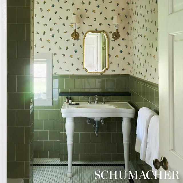2020s SAMPLE - Schumacher Fly Fishing Wallpaper In Ivory For Sale - Image 5 of 6