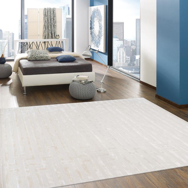 2010s Edgy Hand-Tufted Ivory Area Rug- 4' 0'' X 6' 0'' For Sale - Image 5 of 5