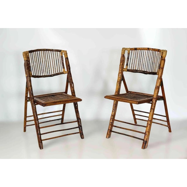 Vintage Bamboo and Rattan Folding Chairs - A Pair For Sale In Providence - Image 6 of 10