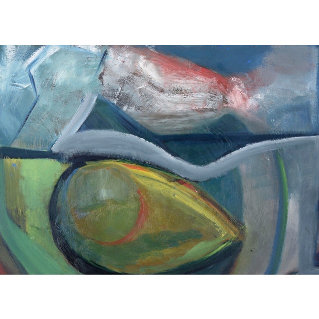 Abstract Expressionism Vertical Abstract With Blue and Green by Catherine Freethy For Sale - Image 3 of 11