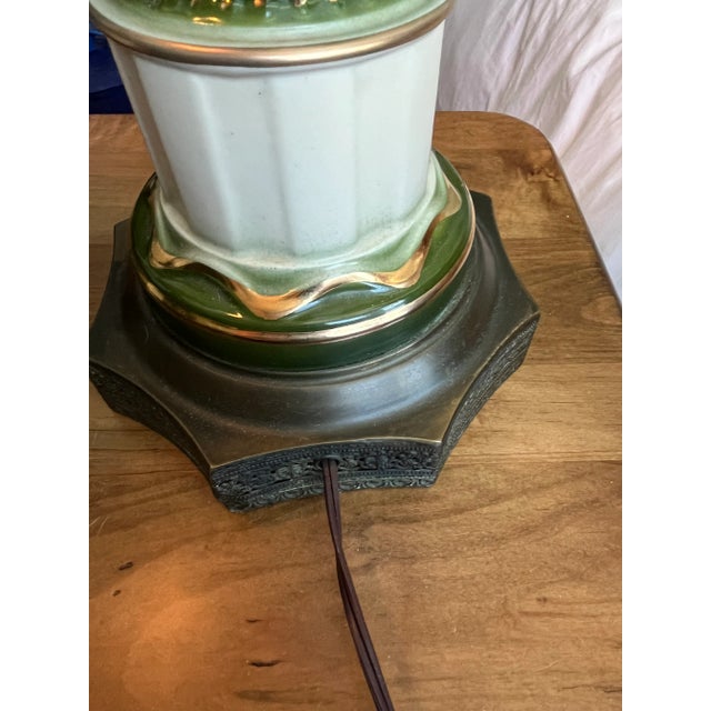 Eggshell Pair of Vintage Hand-Painted Porcelain Lamps, Circa 1942 For Sale - Image 8 of 8